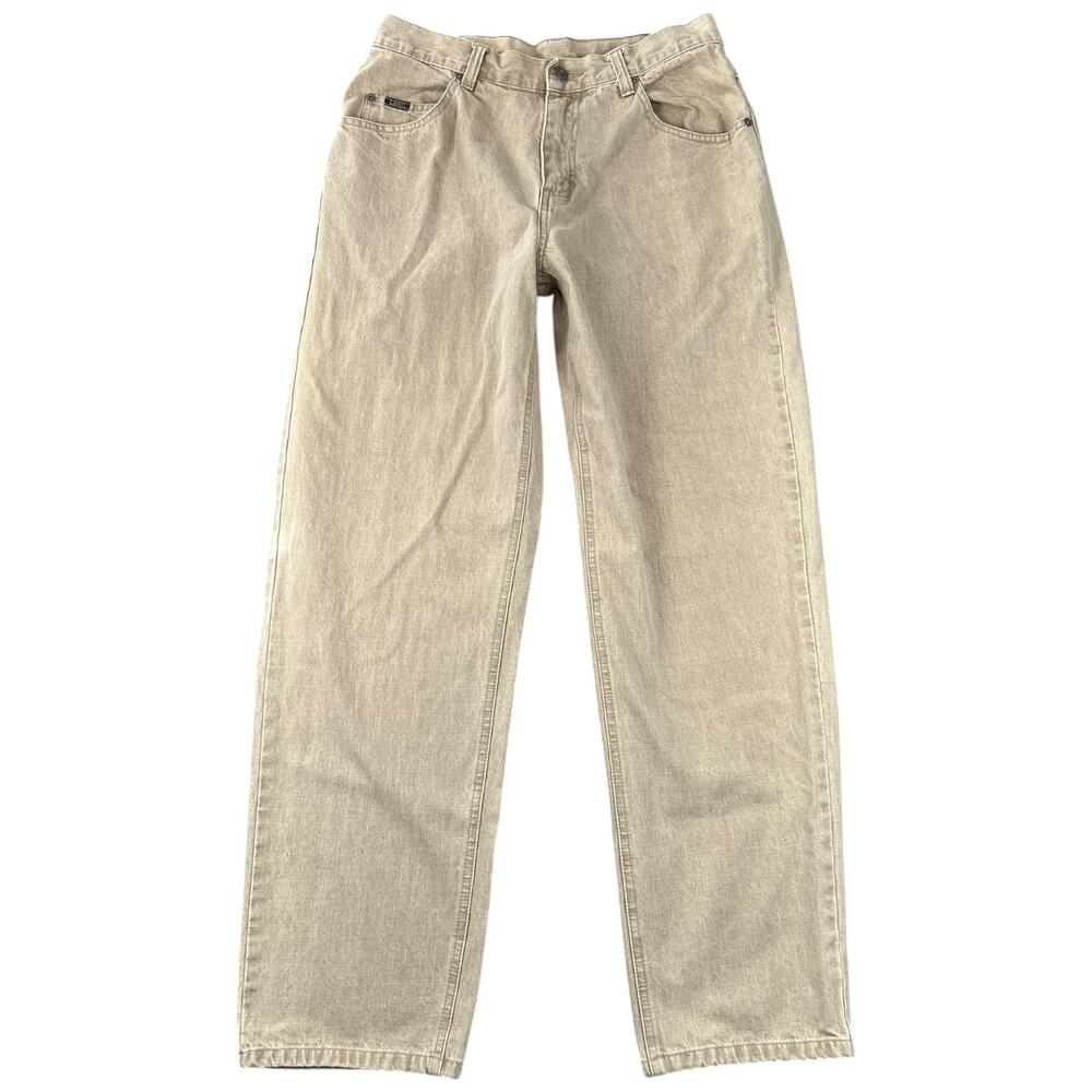 Vintage Lee Khaki Jeans Tan Straight Leg High Rise 100% Cotton 90s Y2K - 10/28